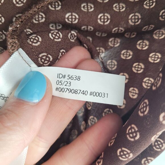 Express Medium Printed Faux leather tie neck long sleeve romper dark academia - Picture 6 of 13